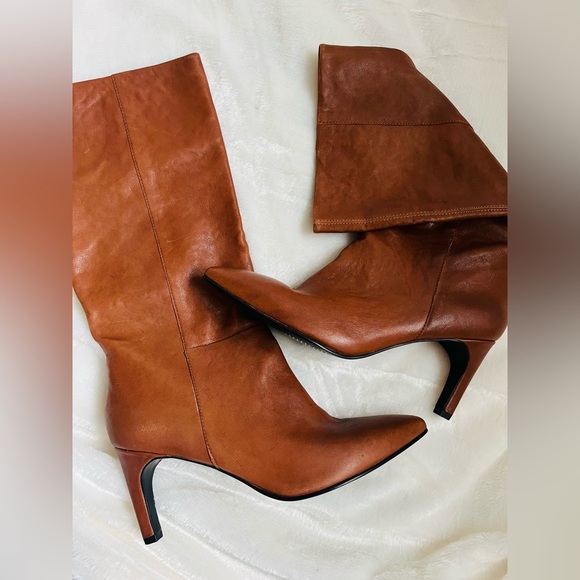 Vagabond Tall Leather Boots Pointed Toe High Heel Brown Size 11 / 41 - Picture 1 of 16